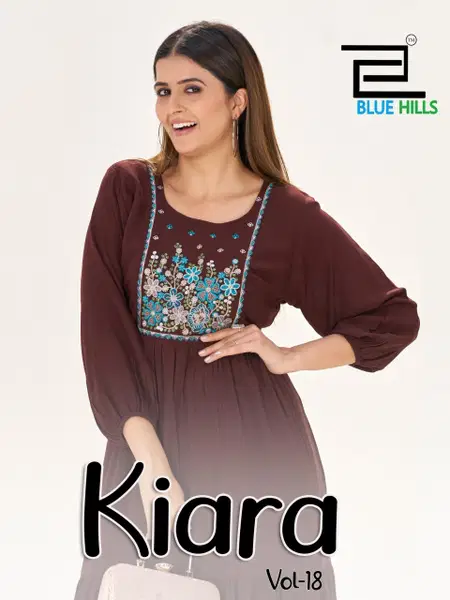 Kiara Vol 18 By Blue Hills Rayon Embroidery Designer Kurtis Exporters In India
